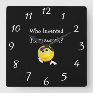 Who Invented Homework? Wall Clock Quadratische Wanduhr