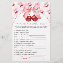 Who knows daddy best Baby Shower Game Card