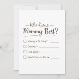 Who Knows Mommy Best? – Baby Shower Game Card Feiertagskarte