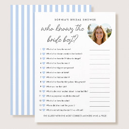 Who Knows The Bride Best Game Card Photo Blue Hinweiskarte