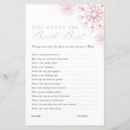Who Knows the Bride Best Pink Snow in Love Game