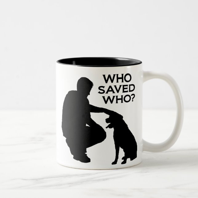 Who saved who mug black print (Droit)