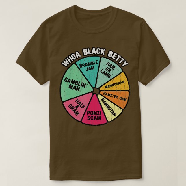 Whoa Black Betty Funny 70er Classic Rock Music Pie T-Shirt (Design vorne)