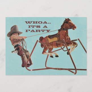 Whoa für den Geburtstag Spaß Western Cowboy Einlad Einladung