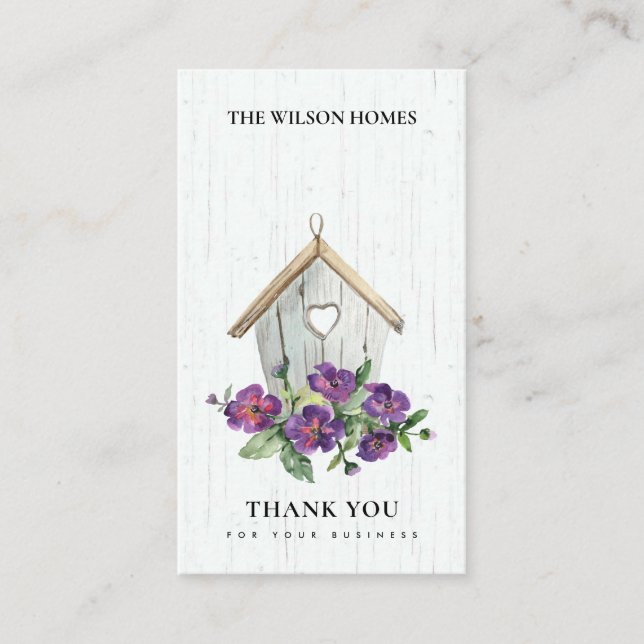 WHODEN FLORAL BIRD HOTEL DANK IHNEN REALTOR VISITENKARTE (Vorderseite)