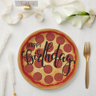 Whole Pizza Happy Birthday Party Design Pappteller