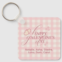 Wholesome Cute Pink Check Typography Galentines Schlüsselanhänger