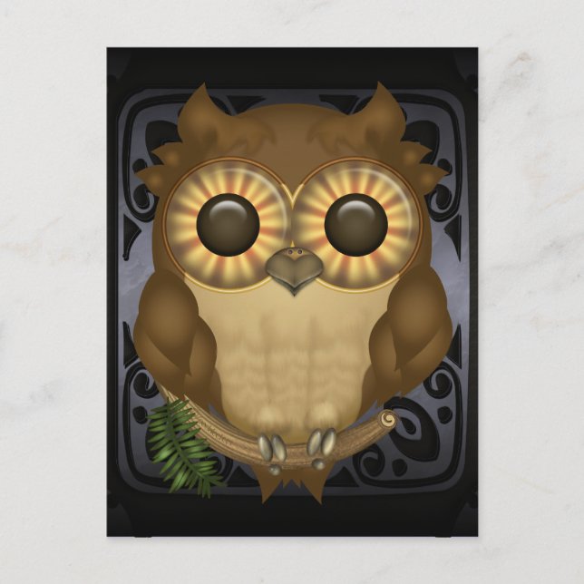 Whoolio La Chouette Mignonne Carte Postale (Devant)