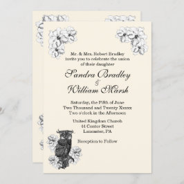 Whoo's Getting Married Cream Wedding Invitation