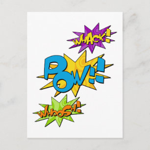 Whoosh Whack Pow Comic Postcard Postkarte