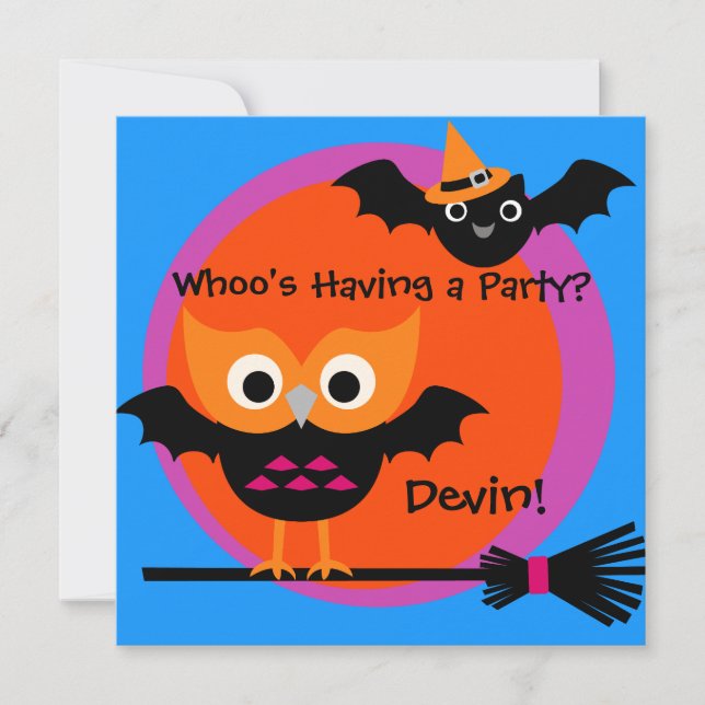 Whoty Hoot Halloween-Party Einladung (Vorderseite)