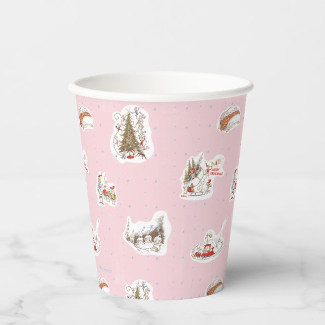 Whoville-Weihnachts-Miniaturmuster Pappbecher (Vorderseite)