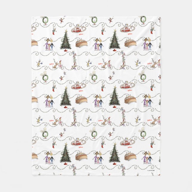 Whoville Weihnachtsgirlanden-Feier Fleecedecke (Vorderseite)