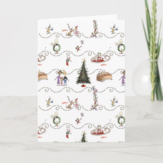 Whoville Weihnachtsgirlanden-Feier Karte (Vorderseite)