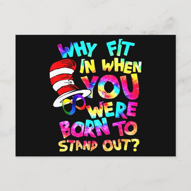 Why Fit In When You Were Born To Stand Out Autism  Postkarte (Vorderseite)