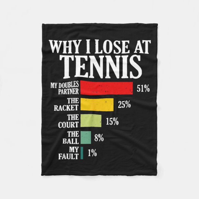 Why I Lose At Tennis Funny Tennis Player Quote  Fleecedecke (Vorderseite)