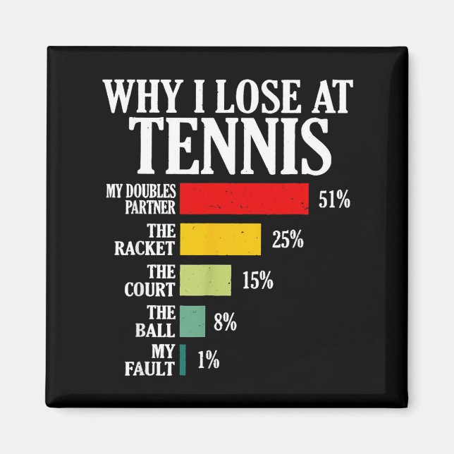 Why I Lose At Tennis Funny Tennis Player Quote  Magnet (Vorne)