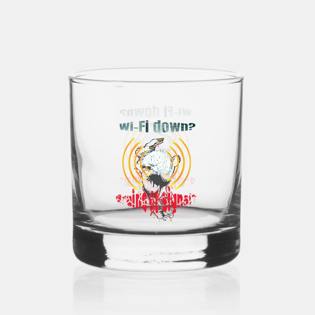 Wi-Fi runter? Gehirn oder Signal? Wi-Fi nach unten Whiskyglas (Vorderseite)