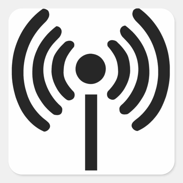 Wi-Fi-Symbol Quadratischer Aufkleber (Vorderseite)