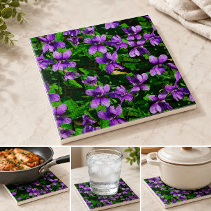 WI Staat Blume Holz Violet Mosaikfliese Fliese