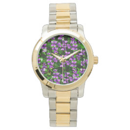 WI Staat Blume Wood Violet Mosaik Muster Armbanduhr