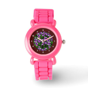 WI Staat Blume Wood Violet Mosaik Muster Armbanduhr