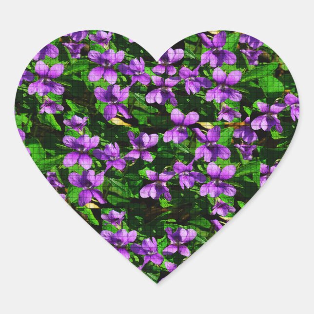 WI Staat Blume Wood Violet Mosaik Muster Herz-Aufkleber (Vorderseite)