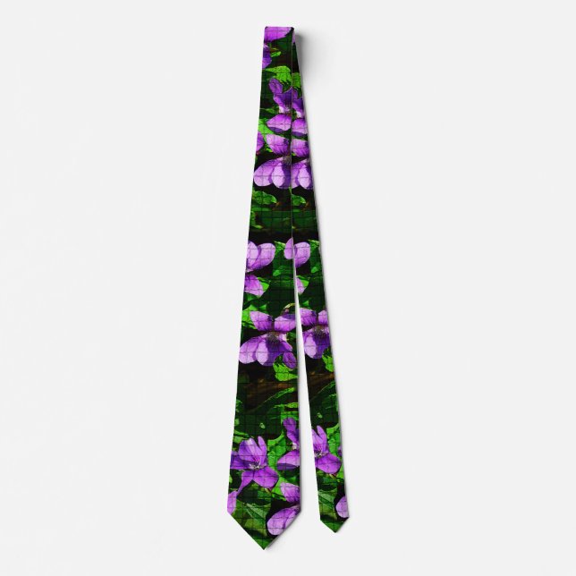 WI Staat Blume Wood Violet Mosaik Muster Krawatte (Vorderseite)