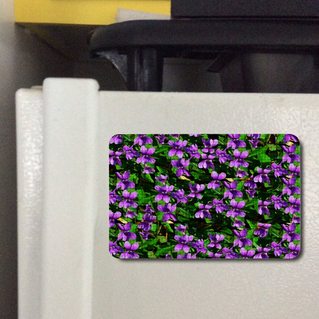 WI Staat Blume Wood Violet Mosaik Muster Magnet (WI State Flower Wood Violet Mosaic Pattern Flexible Magnet)