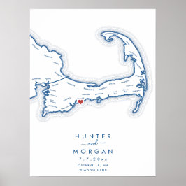 Wianno Club Hochzeit Marineblau Gästebuch Poster