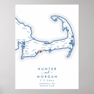 Wianno Club Hochzeit Marineblau Gästebuch Poster