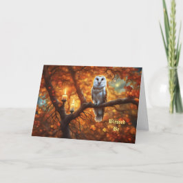 Wicca Pagan Happy Birthday Owl Candles Mystic Karte