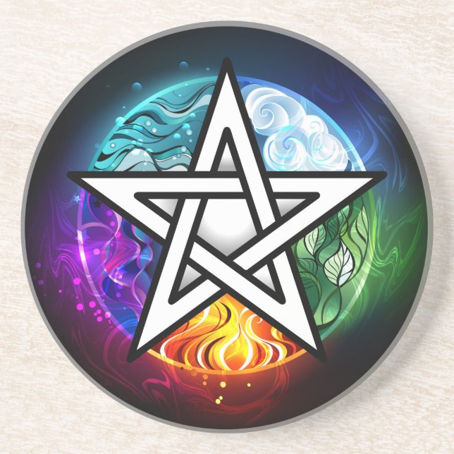 Wicca-Pentagramm Getränkeuntersetzer (Vorne)