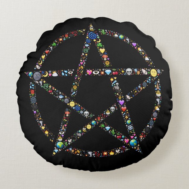Wicca-Pentagramm Rundes Kissen (Vorderseite)