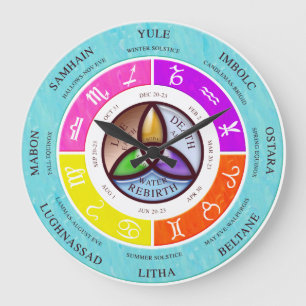 wicca Rad vom Jahruhr farbenreichen wiccan Große Wanduhr