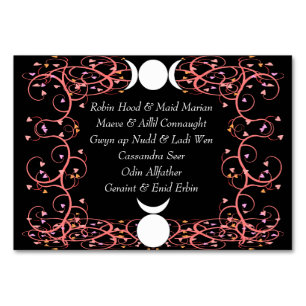 Wiccan Dieu & Déesse Handfasting Carte Table Nommé