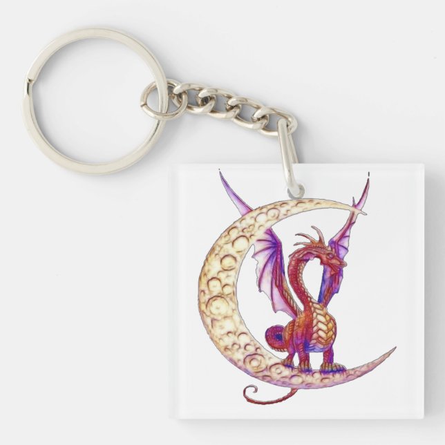 Wiccan Dragon 1 Individuelle Name Schlüsselanhänger (Vorderseite)