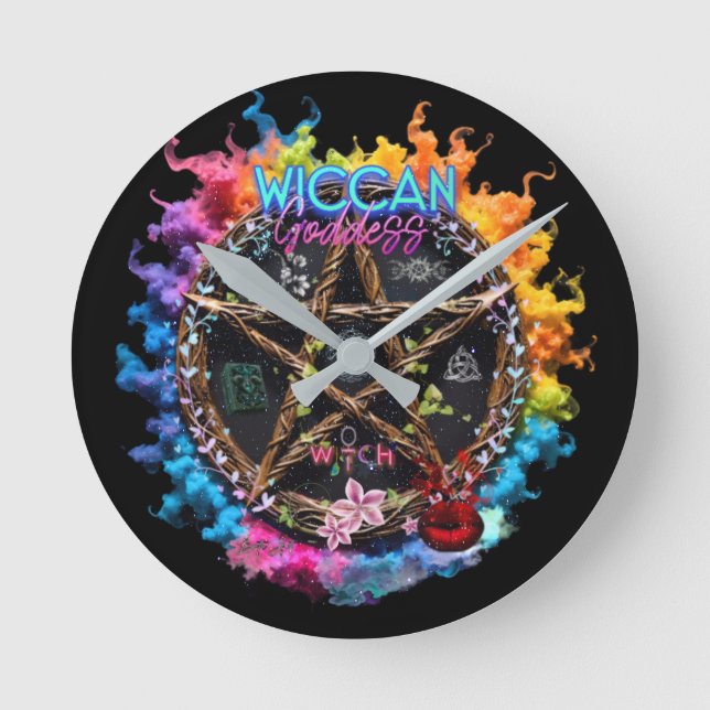Wiccan Goddess Runde Wanduhr (Vorderseite)