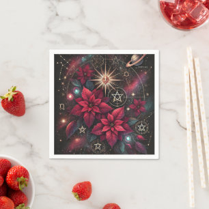 Wiccan Night Sky Poinsettia Decoupage Napkins Serviette