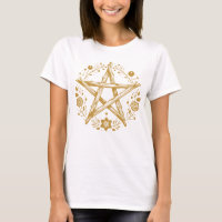 Wiccan Pagan Gold Pentagramm