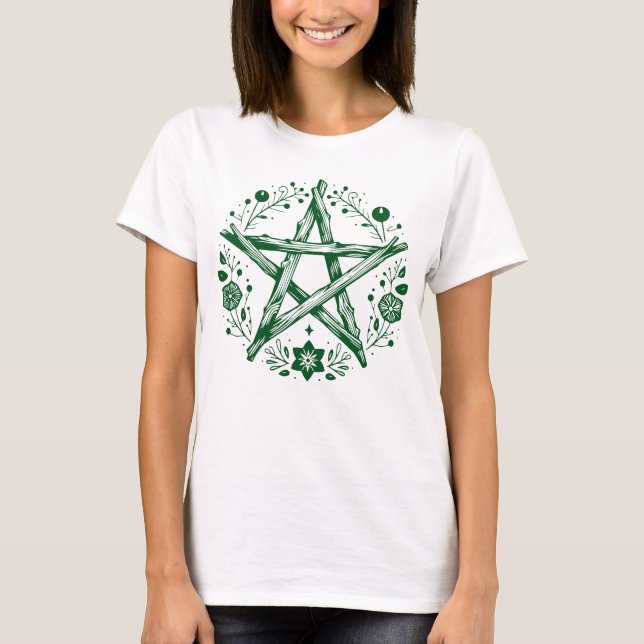 Wiccan Pagan Pentagramm T-Shirt (Vorderseite)