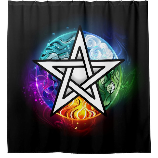 Wiccan pentagram duschvorhang (Vorderseite)