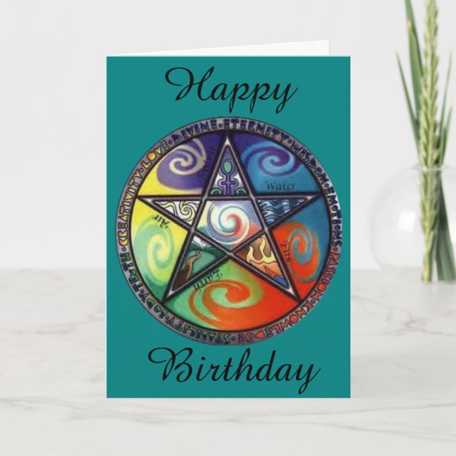 Wiccan Pentagram-Geburtstag Karte (Vorderseite)