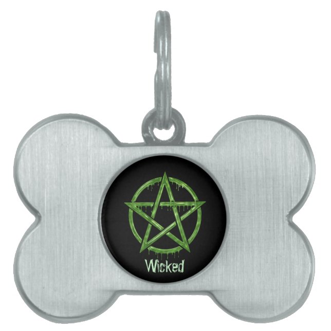 Wiccan Pet GREEN Personalisiert Tiermarke (Vorderseite)