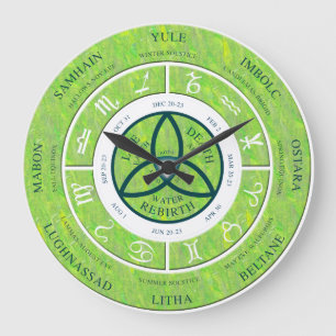 wiccan Rad des Jahruhrmarmor-Blickgrüns Große Wanduhr