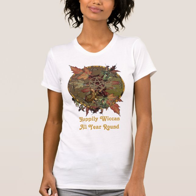 Wiccan Rad mit Pentagramm T-Shirt (Vorderseite)