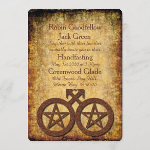 Wiccan Rustic Gay Handfastings Invitation Pentagra Einladung