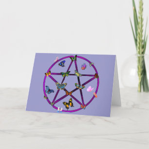 Wiccan Star und Butterfliegen Karte