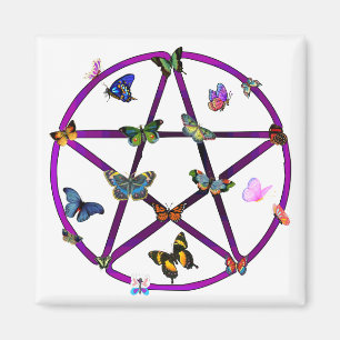 Wiccan Stern und Schmetterlinge Magnet