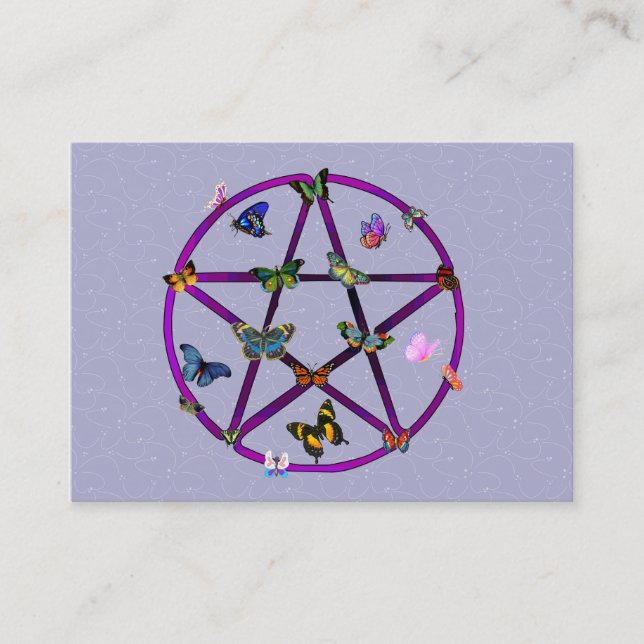 Wiccan Stern und Schmetterlinge Visitenkarte (Vorderseite)